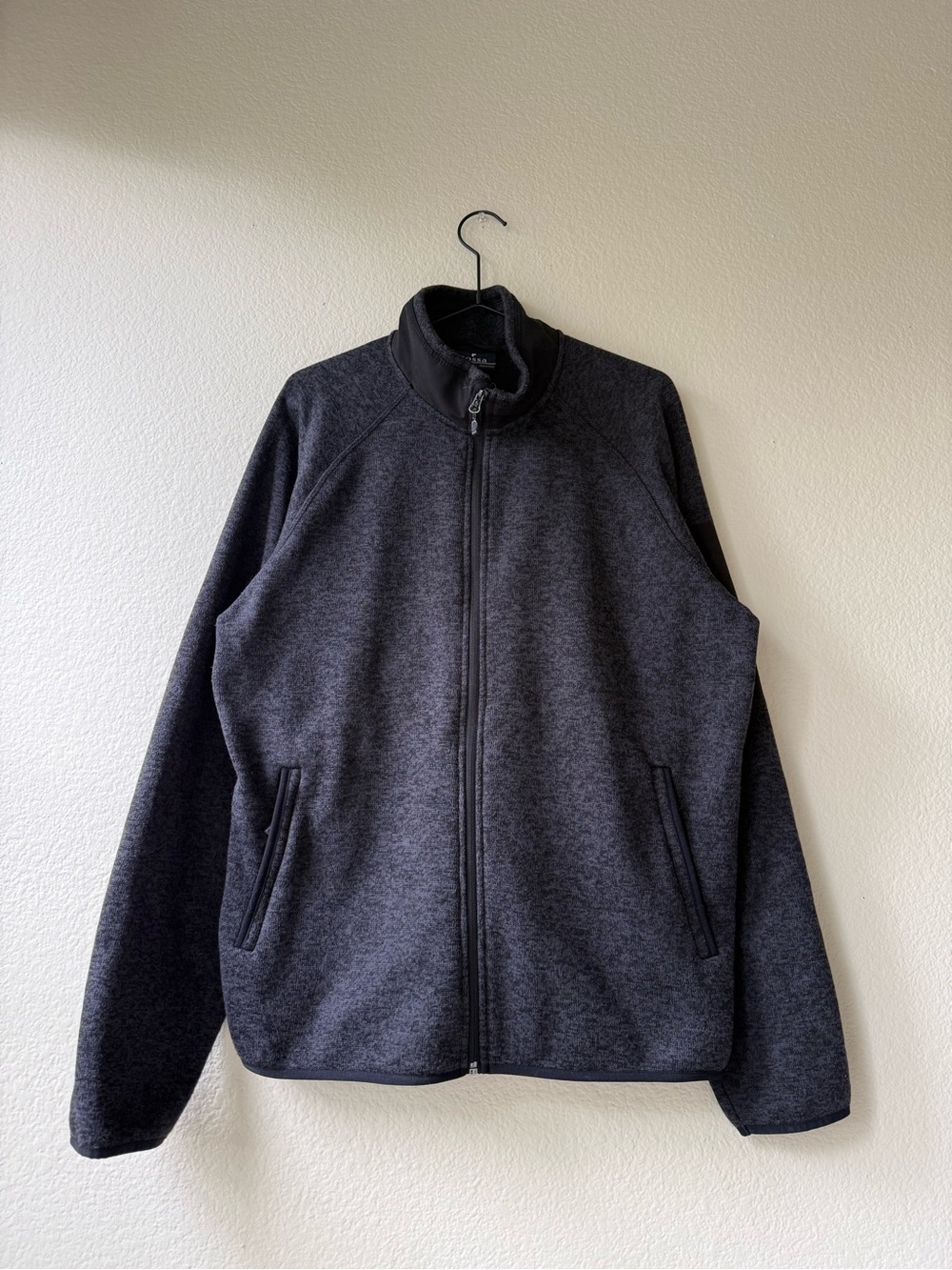 Men's Full-Zip Charcoal Knit Sweater Jacket